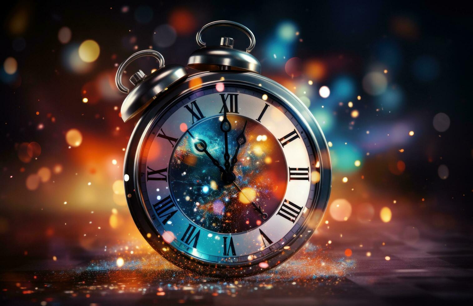 AI generated a christmas background with clock photo