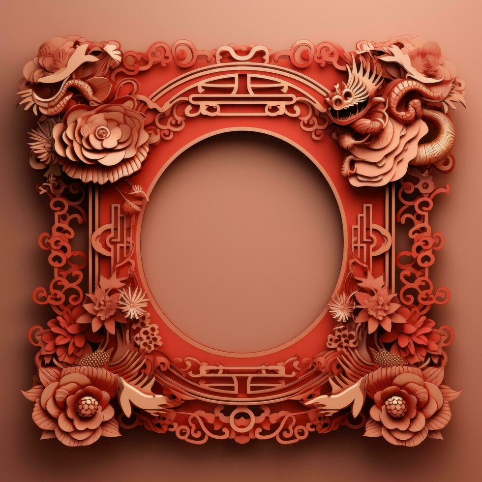 AI generated 3d Chinese new year card template with copy space photo