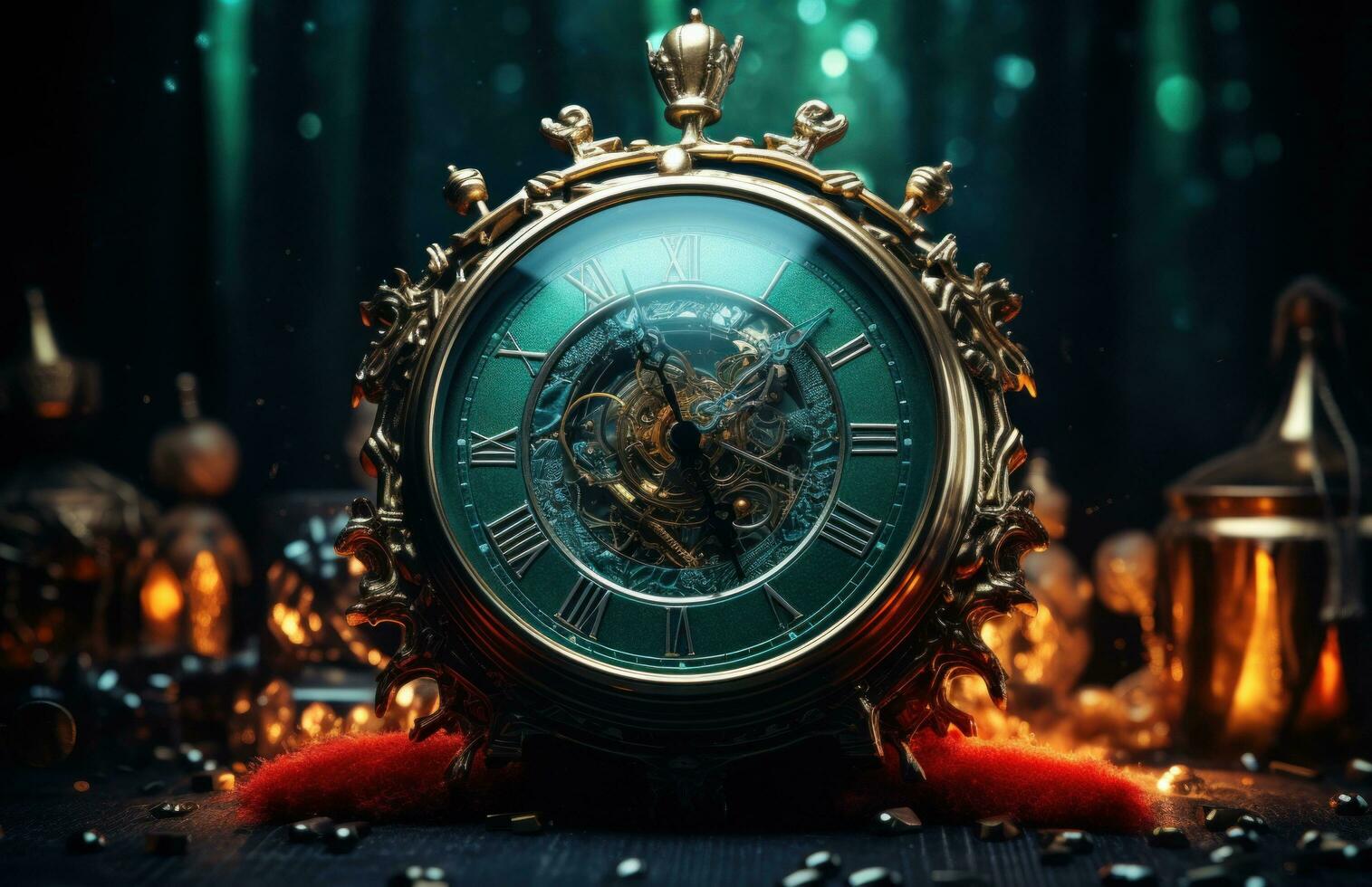 AI generated a christmas background with clock photo