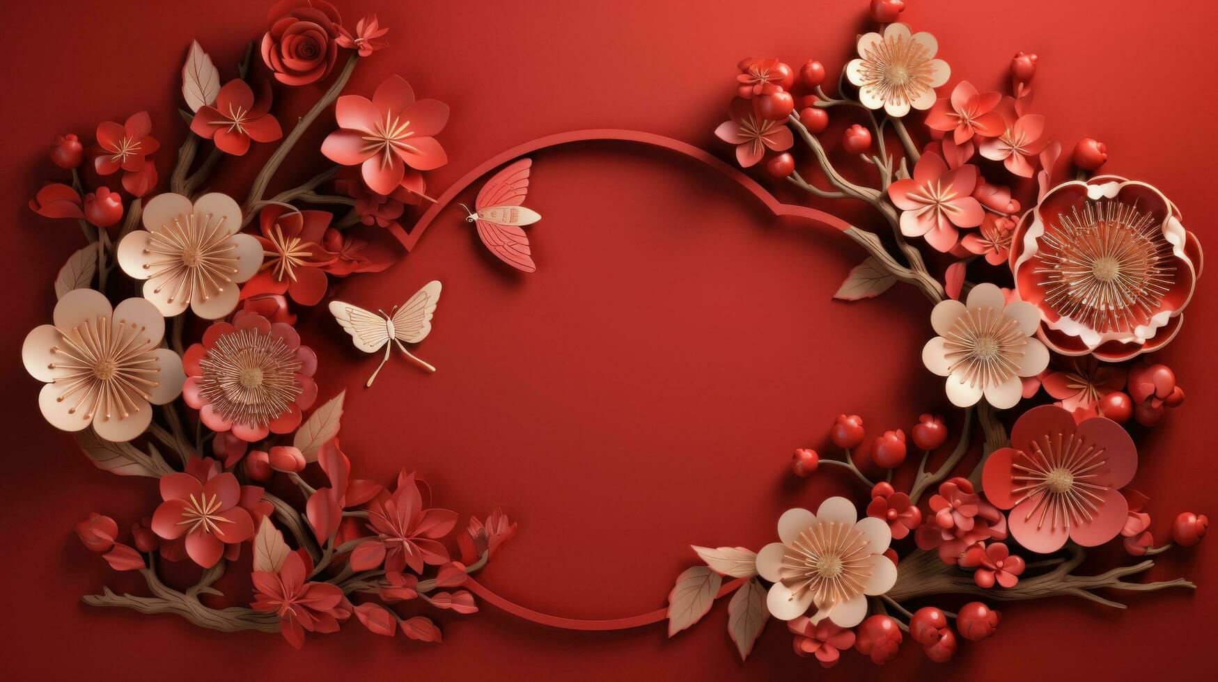 AI generated 3d Chinese new year card template with copy space photo