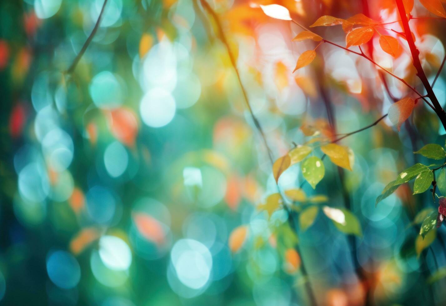 AI generated decorative blurred tree background abstract green or blue green leaves photo