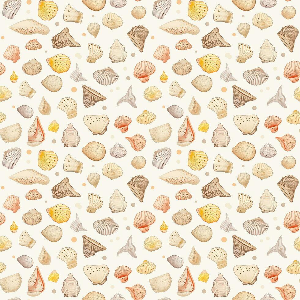 AI generated many small seashells seamless pattern background. photo