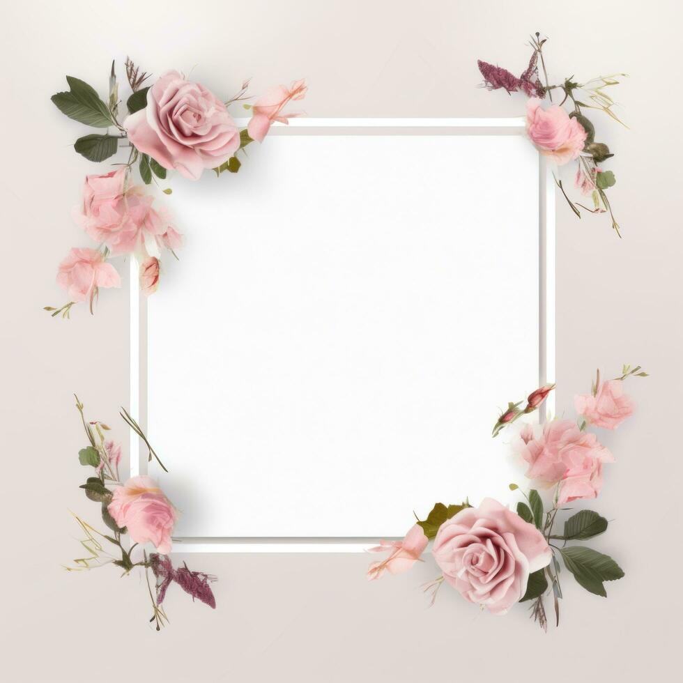 AI generated rose frame template for free, royalty free photo