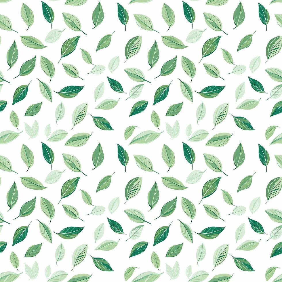 AI generated a green leaf on a white seamless pattern background. photo