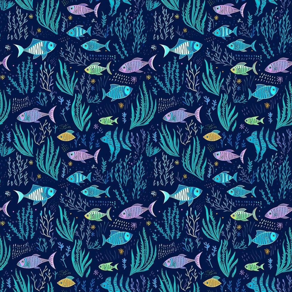 AI generated a sea creature swims across shallow waters seamless pattern background photo