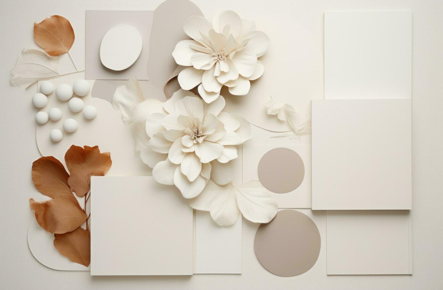 AI generated white blank paper with flower photo