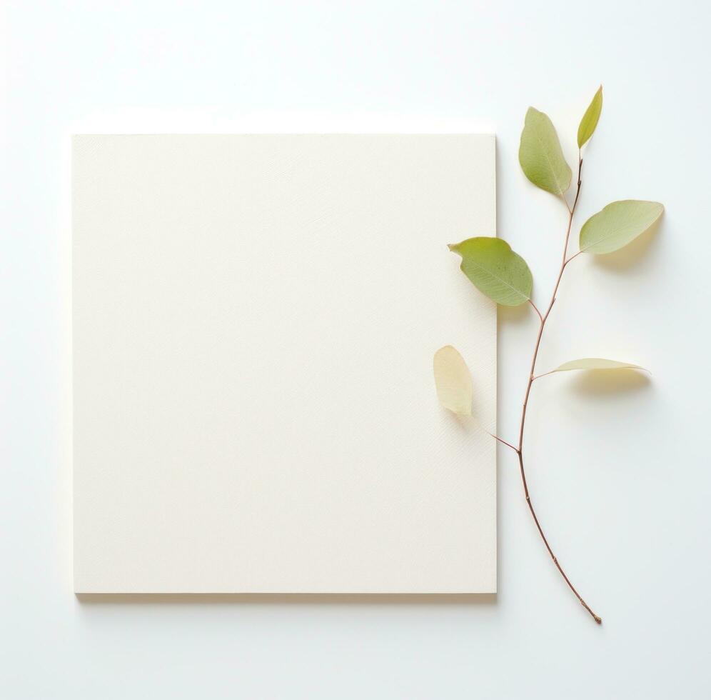 AI generated white square paper adorned with a flower photo