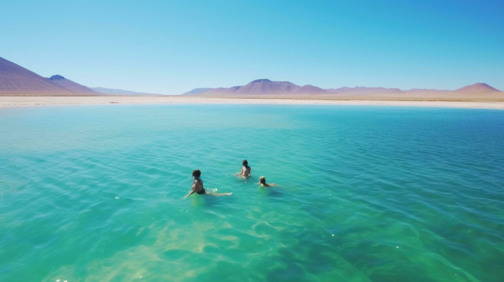 AI generated people swimming in the clear blue water of the bosque de boliva photo