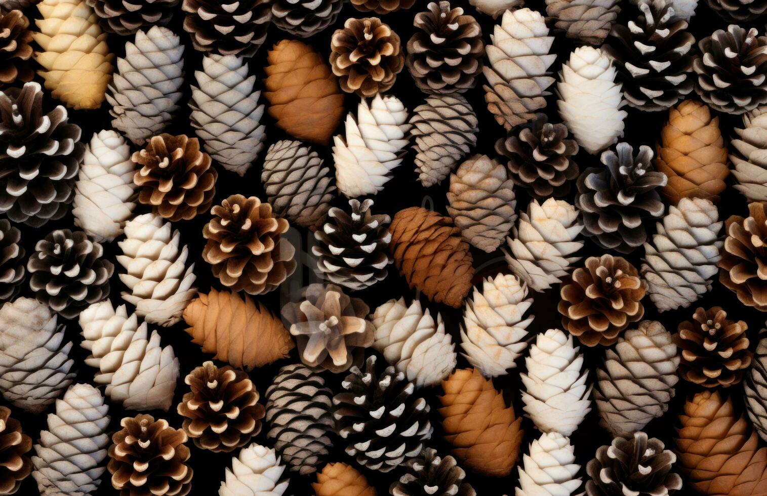 AI generated pine cones arranged all different sizes photo
