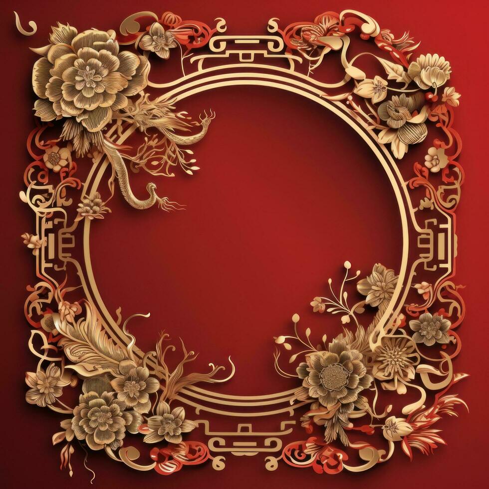 AI generated Chinese new year card template with copy space photo