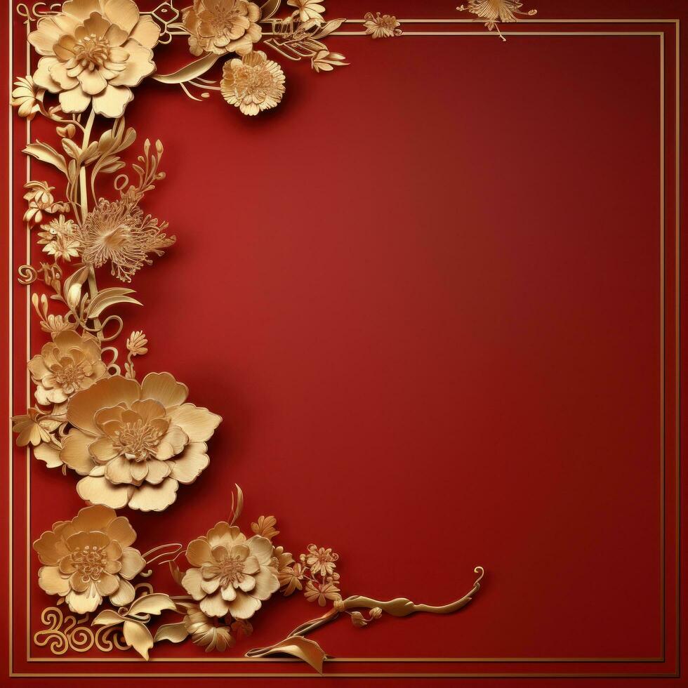 AI generated Chinese new year card template with copy space photo