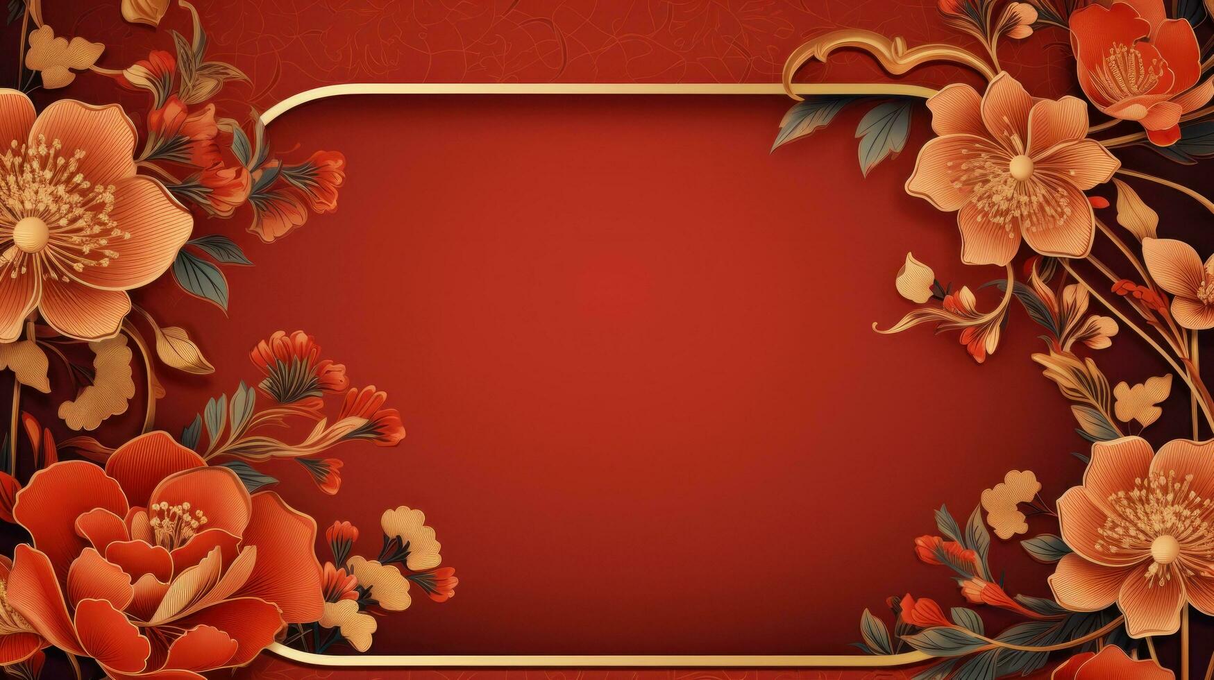 AI generated Chinese new year card template with copy space photo