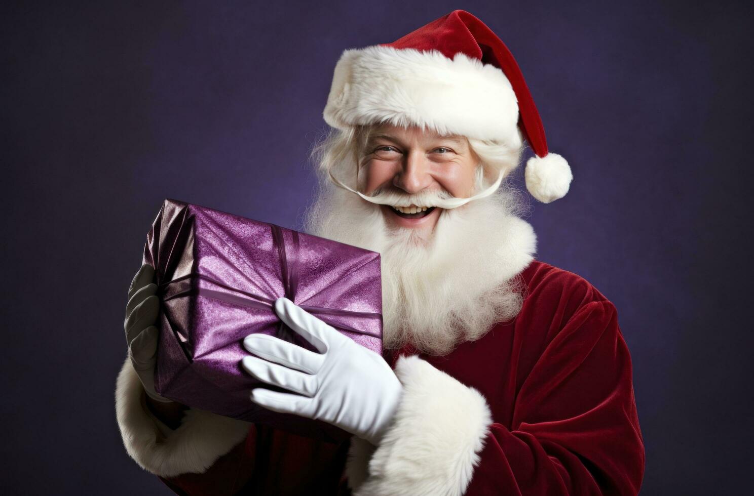 AI generated a santa claus dressed in red wears a shirt, photo