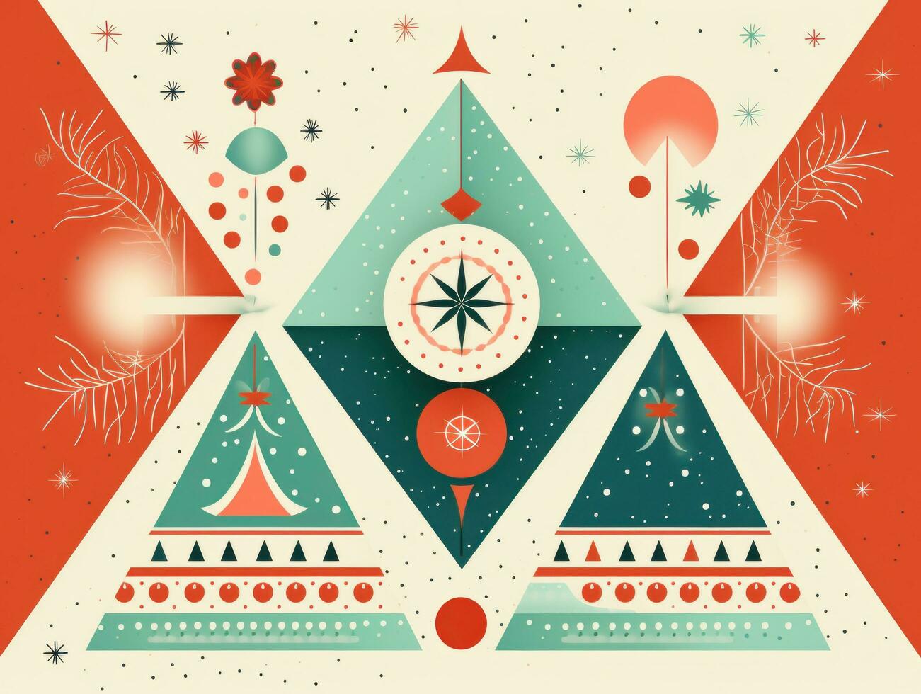 AI generated abstract christmas card with geometric shapes photo