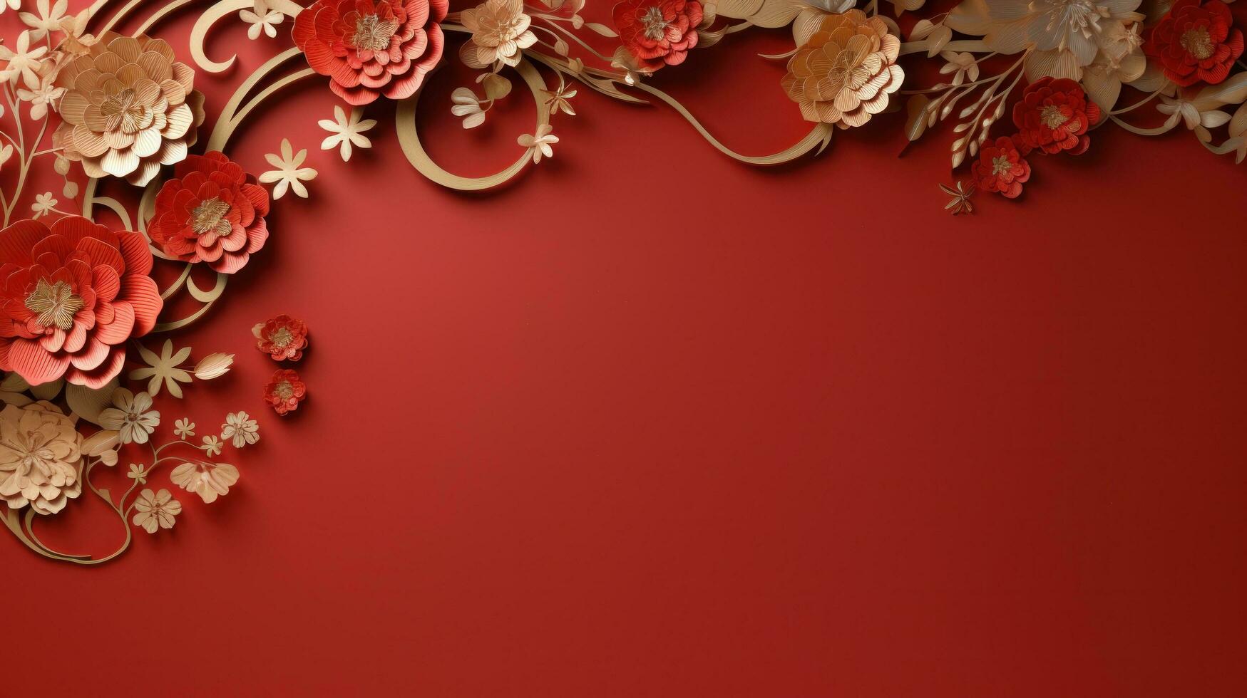 AI generated Chinese new year card template with copy space photo