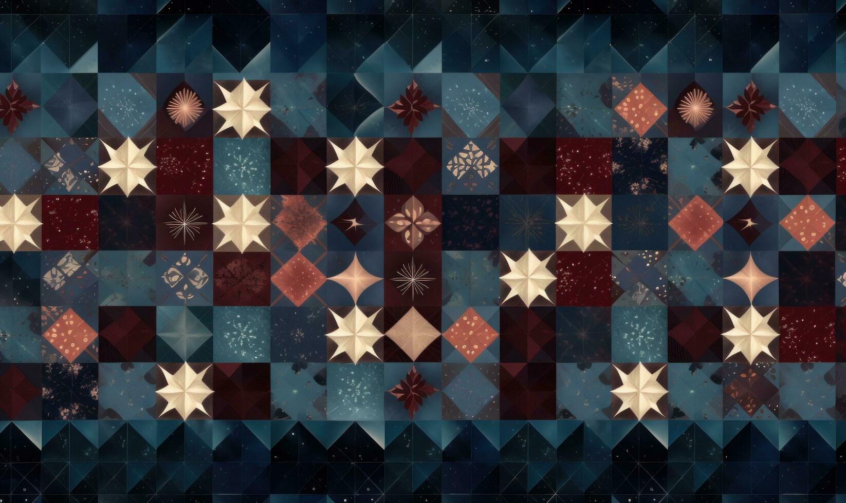 AI generated a quilt pattern of stars, squares, and triangles photo
