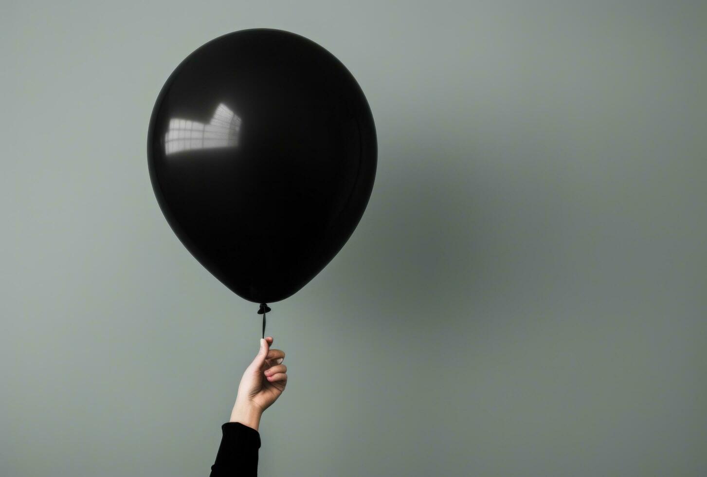 AI generated a person holds out a black balloon, photo