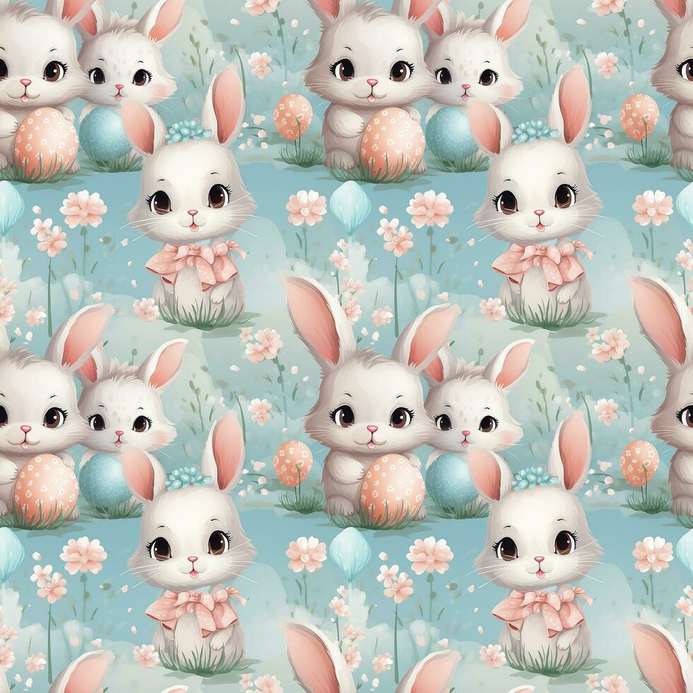 AI generated watercolor cute easter pattern photo