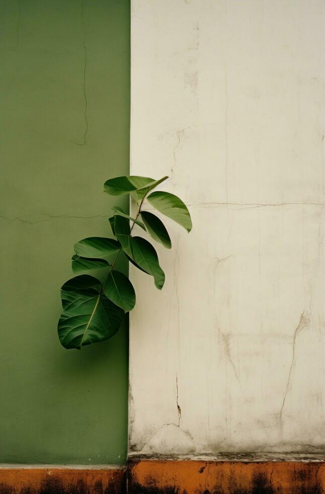 AI generated the wall and leaf is brown, photo