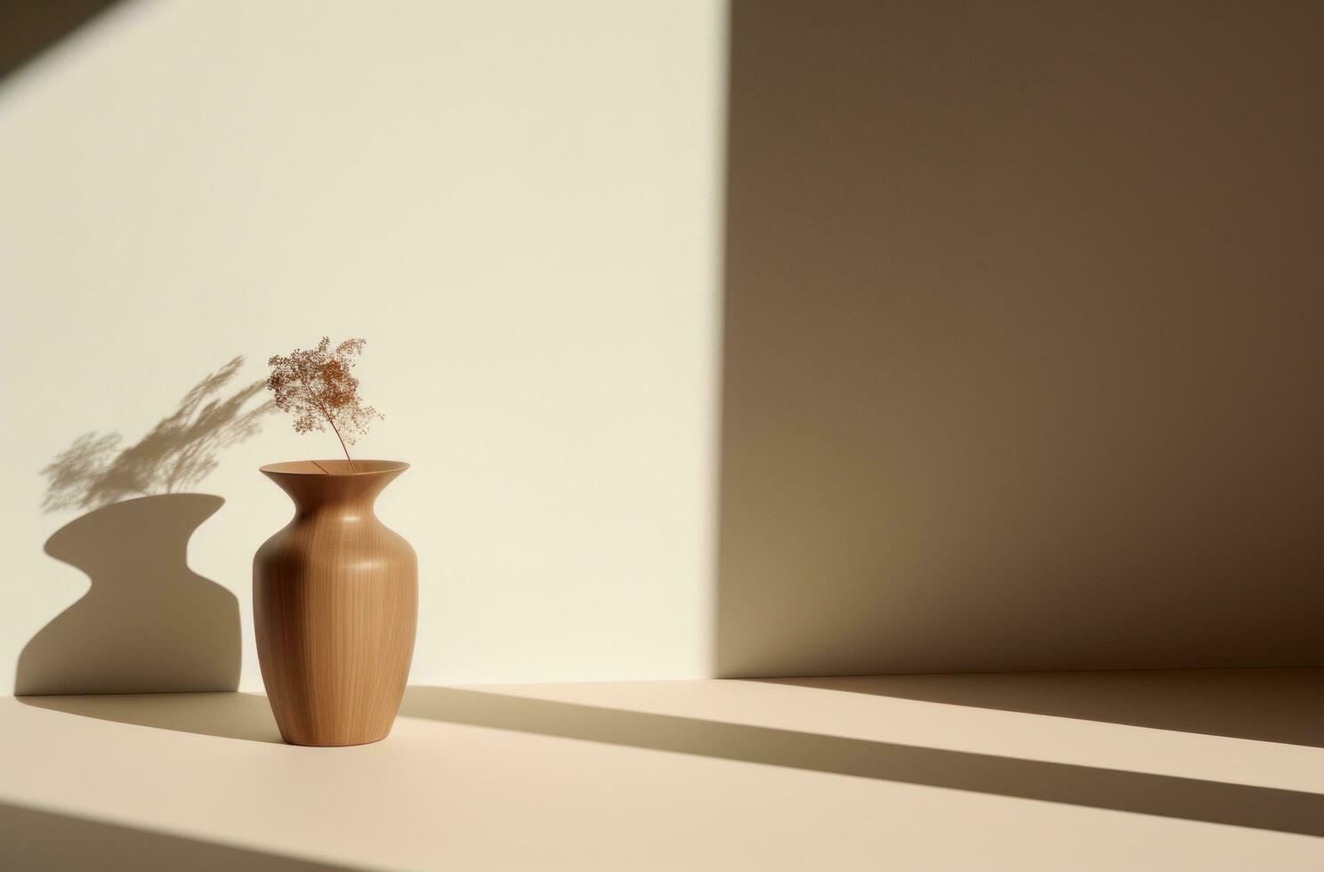 AI generated small vase and a desk with shadow, photo