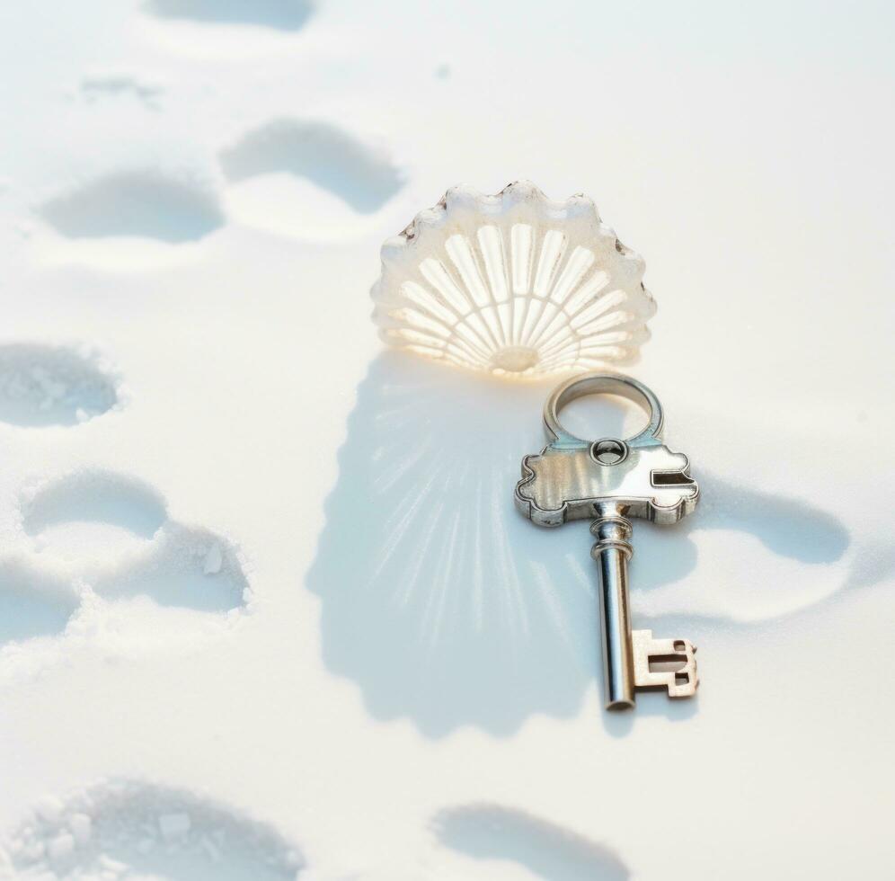 AI generated sea shell ornament and keys photo