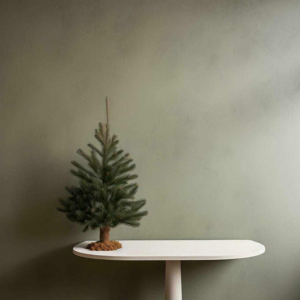 AI generated christmas tree on a pedestal, photo