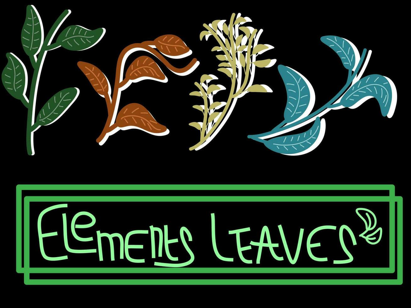 hojas conjunto sencillo decoración vector