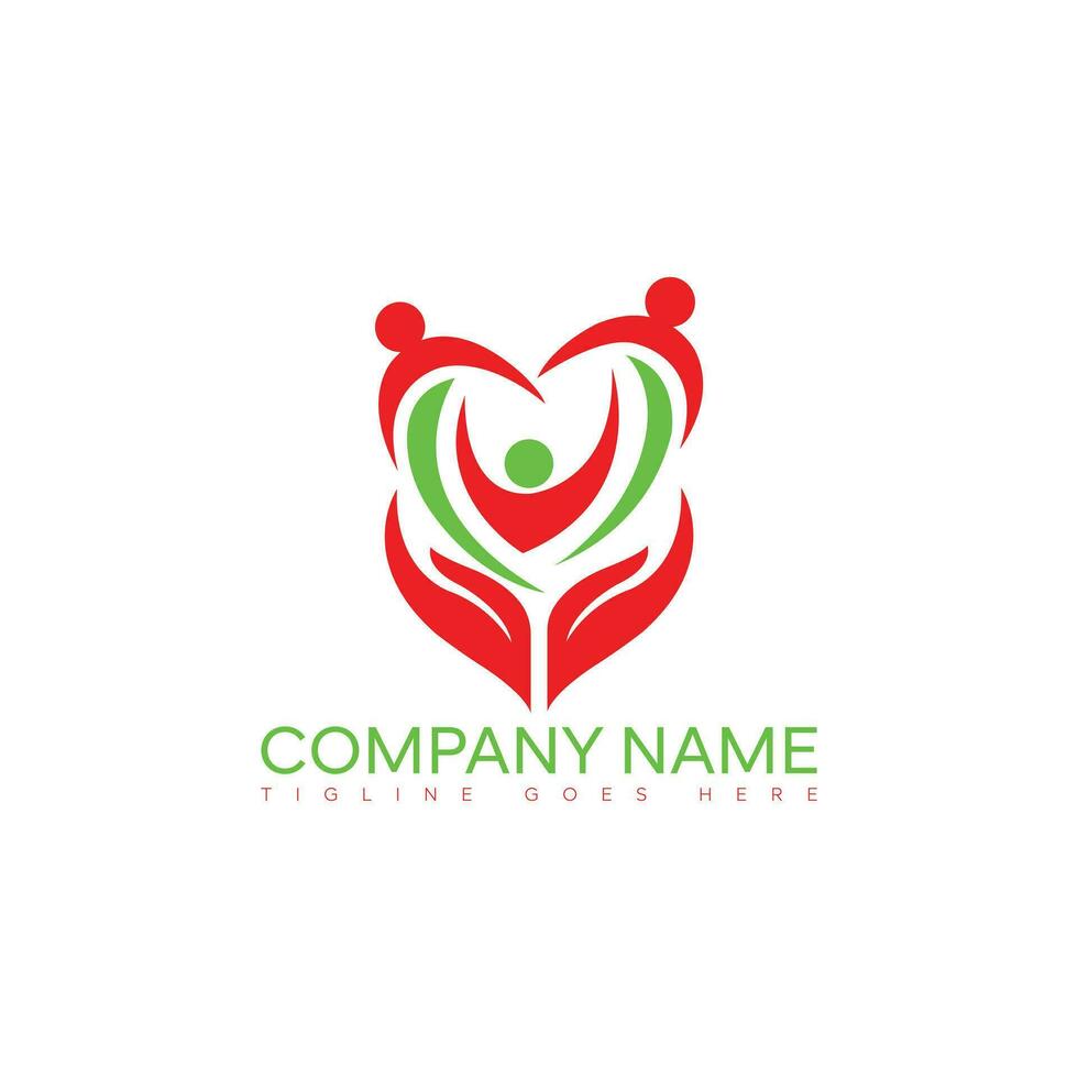 Creative Care Family Concept Logo Design Template vector