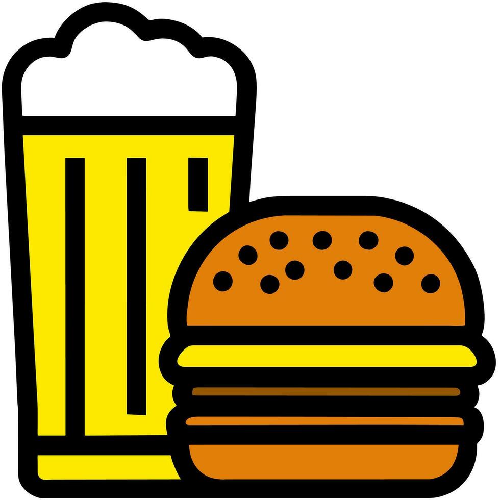 cerveza vaso y hamburguesa vector