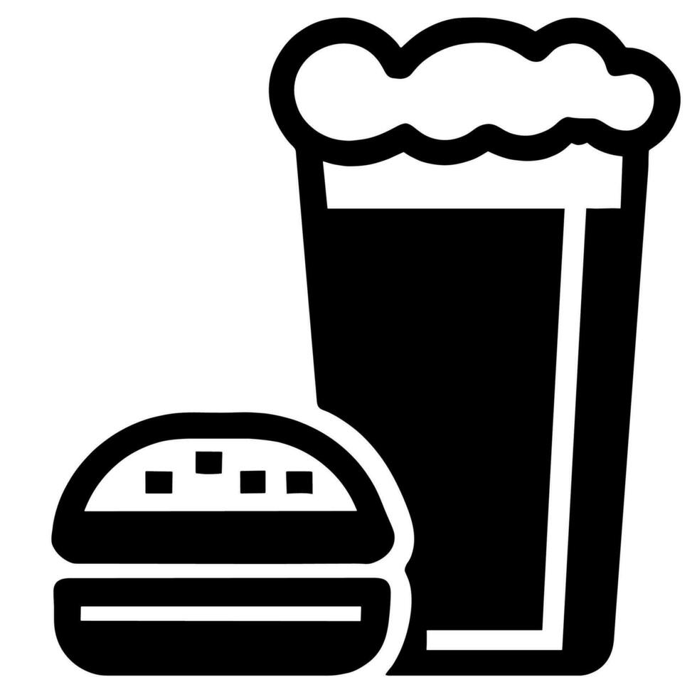 cerveza vaso y hamburguesa vector