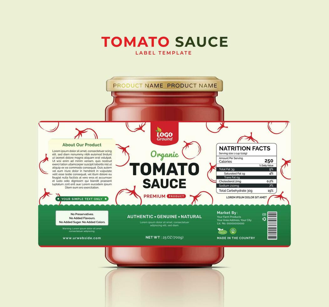 Tomato sauce label bottle jar sticker banner hot red chili ketchup packaging design. vector