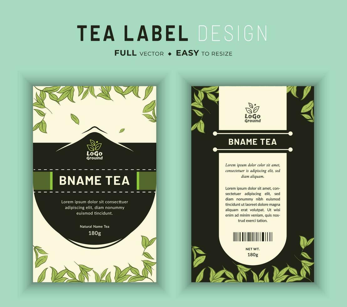 té etiqueta pegatina etiqueta diseño y natural comida tarjeta bandera embalaje. vector