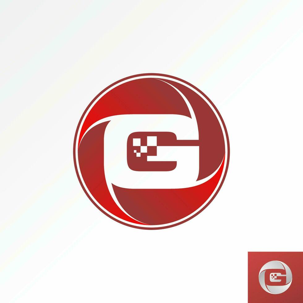 Logo design graphic concept creative abstract premium vector stock unique initial letter G font circle and square tech. Related to monogram typography