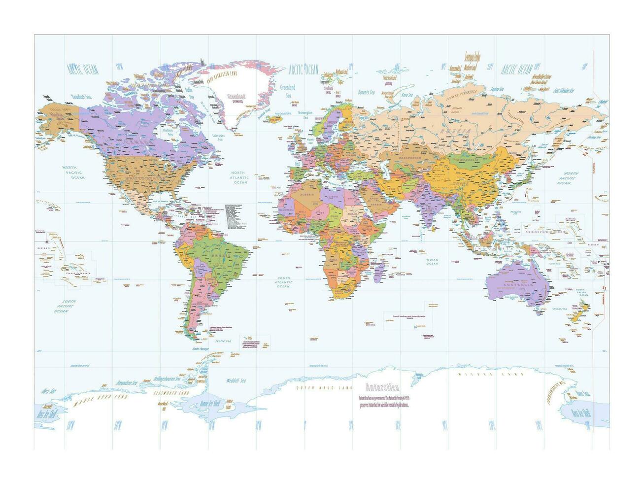 político mundo mapa molinero proyección vector