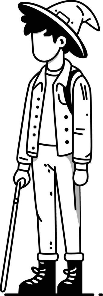 Line Art Adventure of a Scout Boy vector