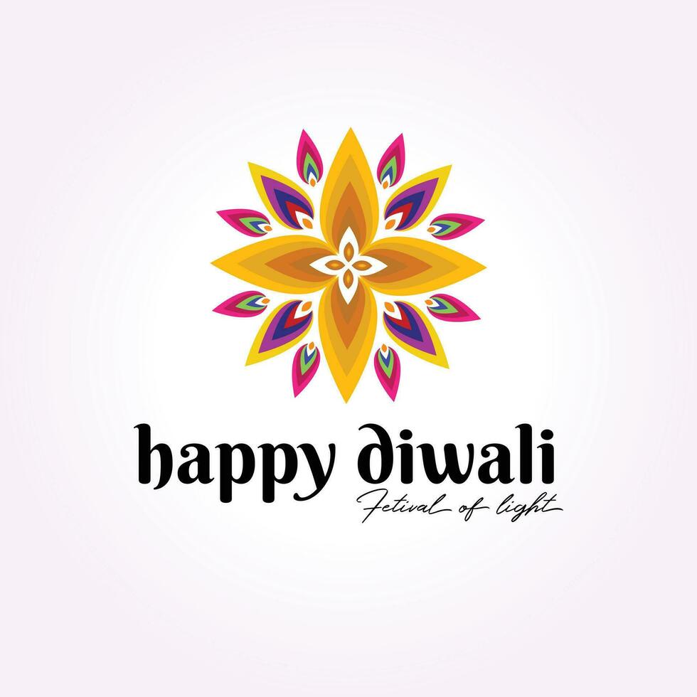 colorful diwali logo leaf rotating sign, happy diwali with rotating fire vector
