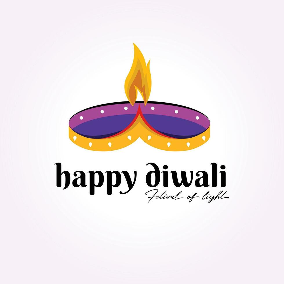 vintage happy diwali logo icon sign, minimalist deepawali vector template illustration, happy diwali label