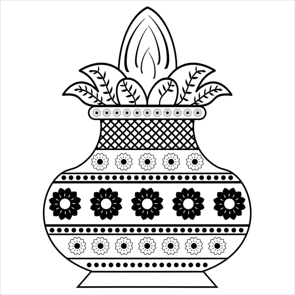 Indian wedding clip art Kalash on white background artistic marriage symbols vector