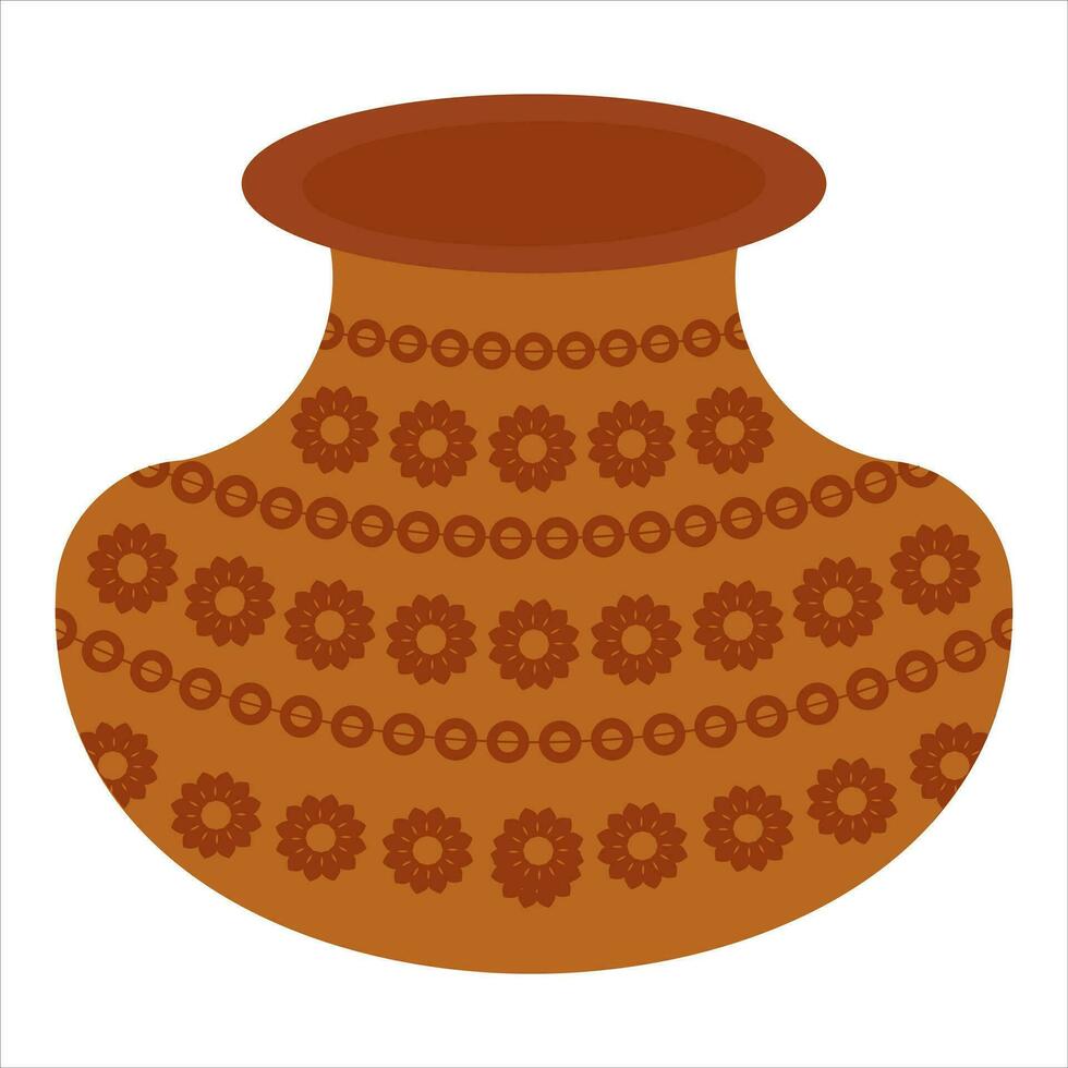 Water pot of soil ghada, Matka Vector illustration