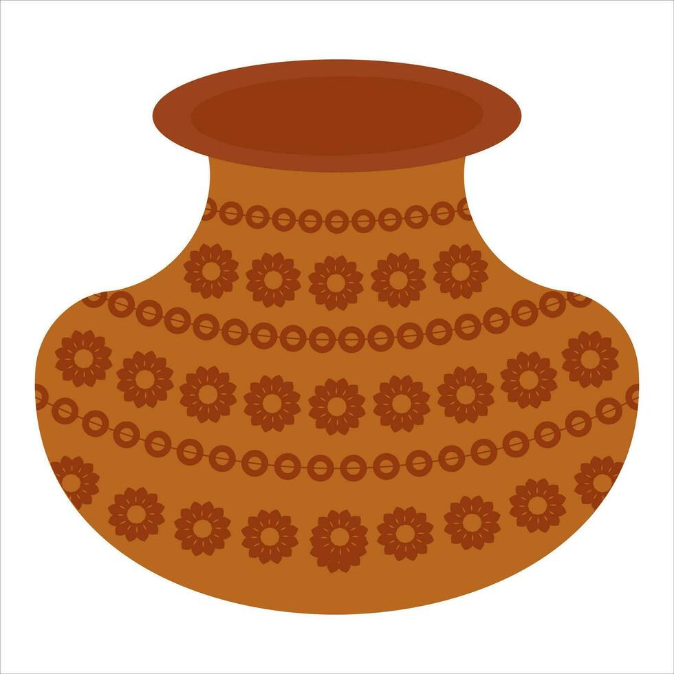 Water pot of soil ghada, Matka Vector illustration