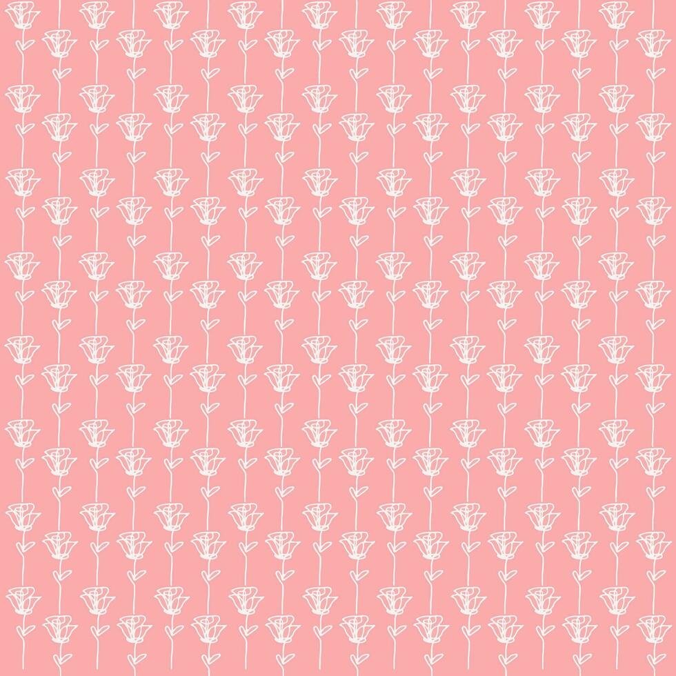 rose line art pattern on peach pink background vector
