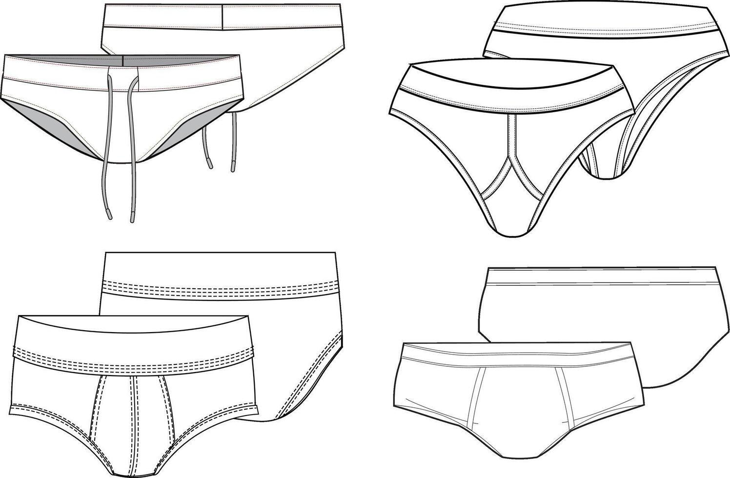 Swim Trunk, Underwear, Briefs, Boxer Set Fashion Illustration, Vector