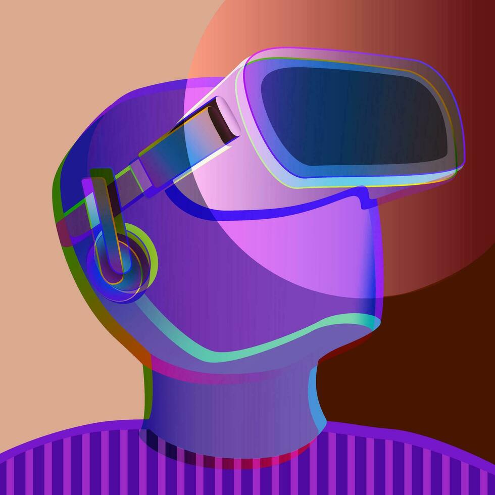 Head wearing virtual 3D glasses. Mannequin with glasses for virtual reality. vector