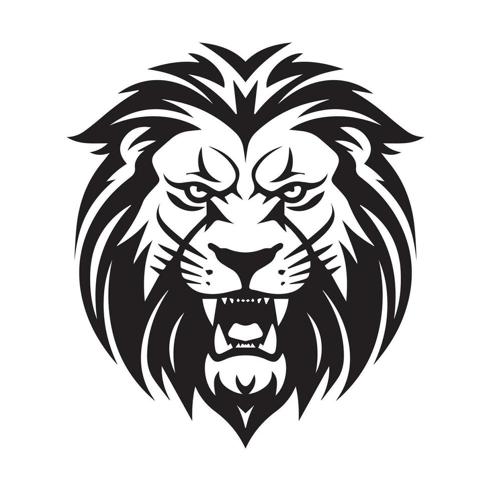 Wild roaring lion king head Logo Vector Template Illustration Design.