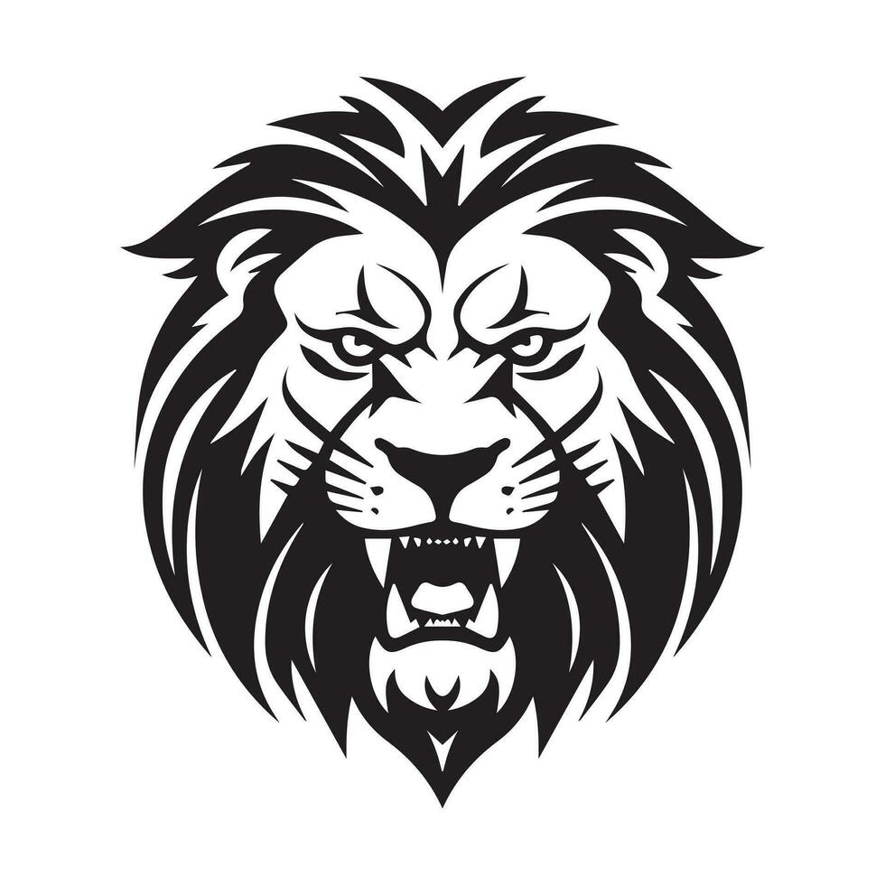 Wild roaring lion king head Logo Vector Template Illustration Design.