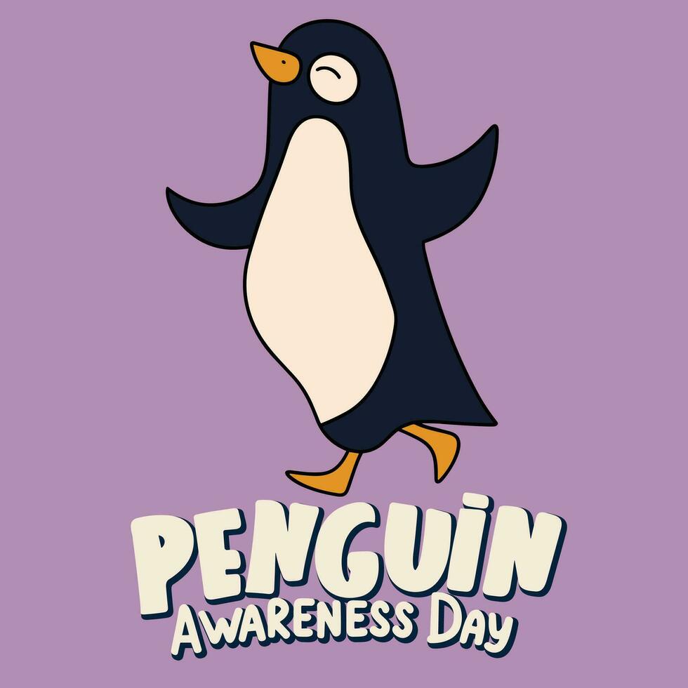 Penguin Awareness Day lettering. Handwriting text Penguin Awareness Day calligraphy banner square form. Hand drawn vector art.