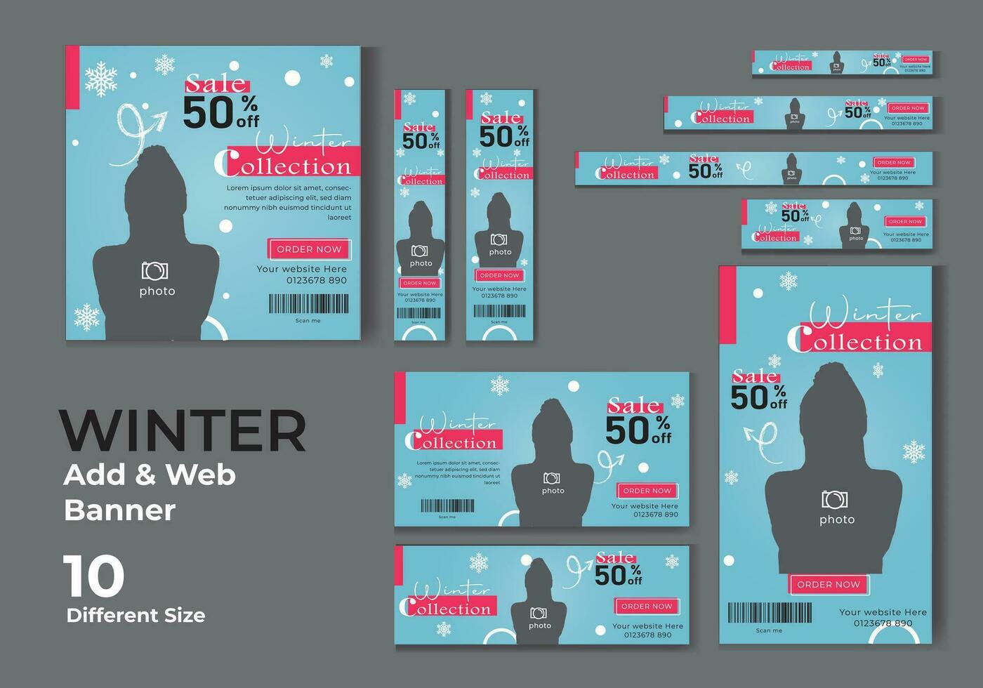 Winter Sale Social media post Design. Sale Ads web banner template vector