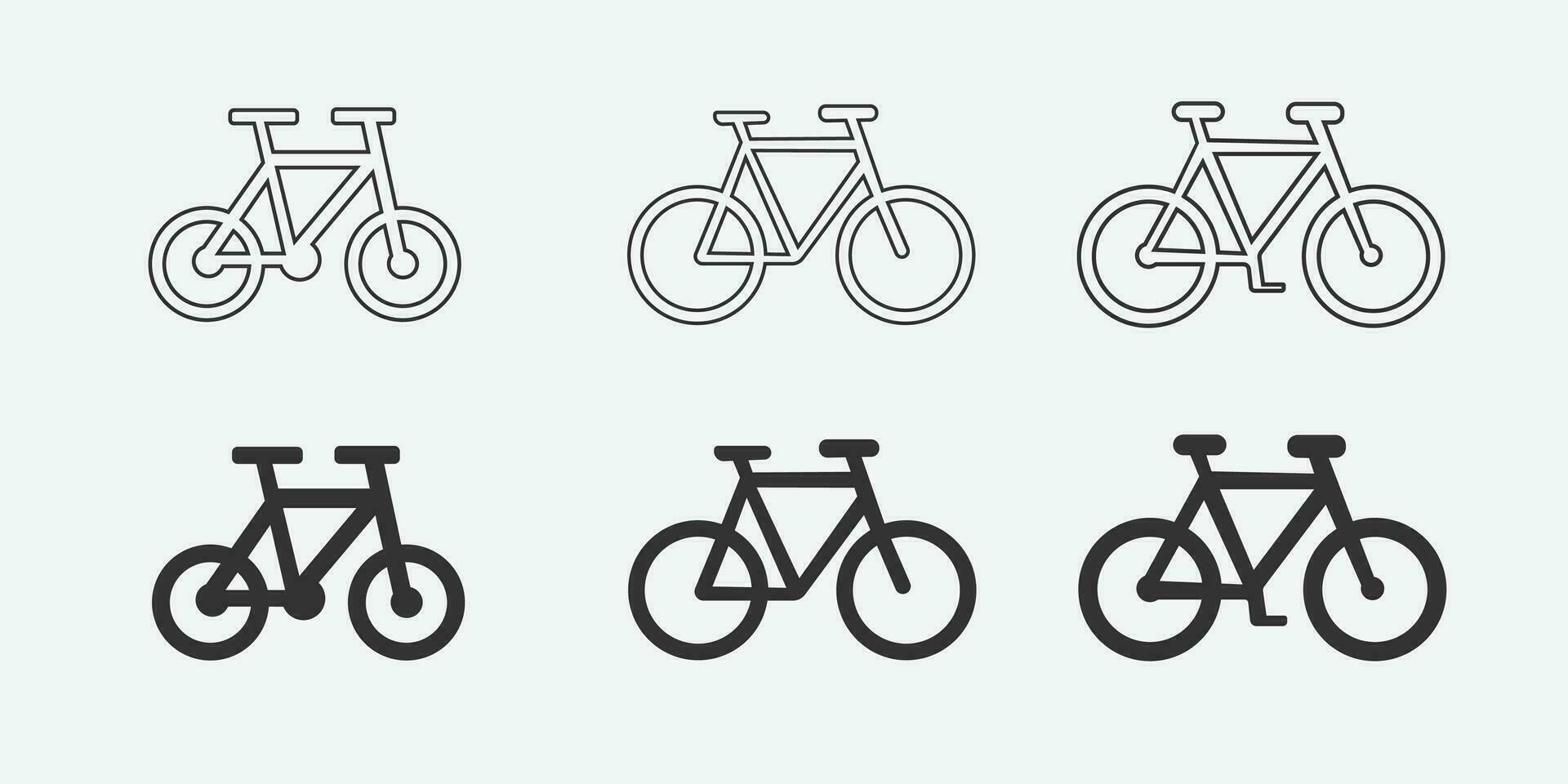 conjunto de vector ilustraciones de un bicicleta aislado en un blanco antecedentes.