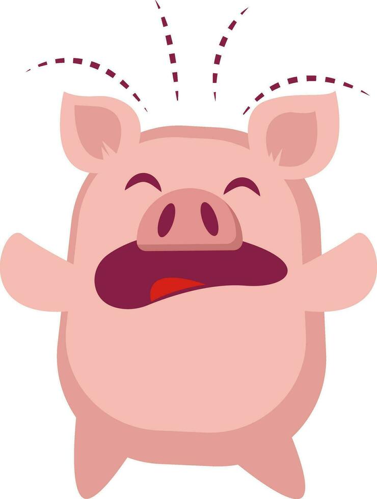 Piggy is crying, illustration, vector on white background.