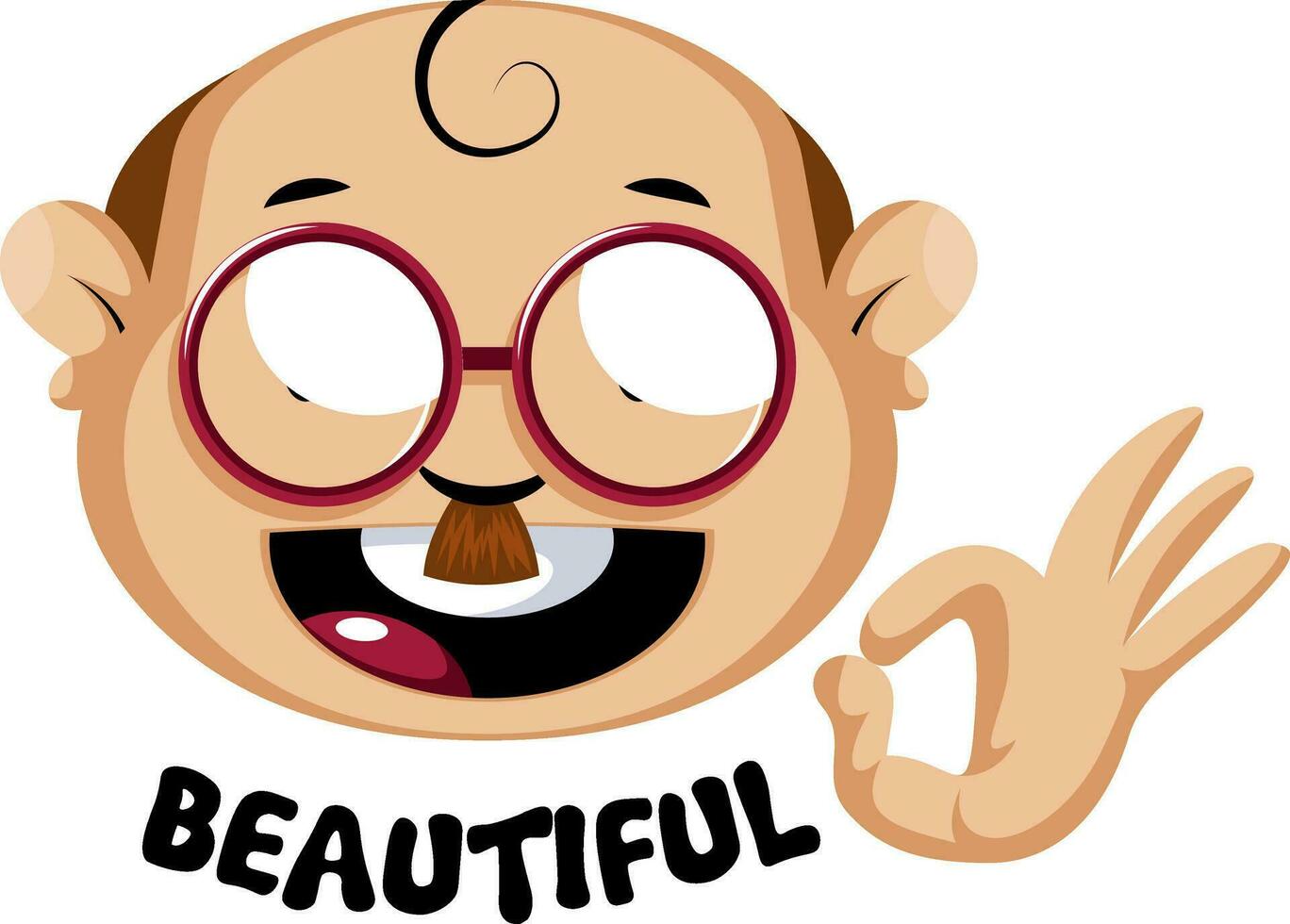 Funny human emoji with beautiful sign, illustration, vector on white background.